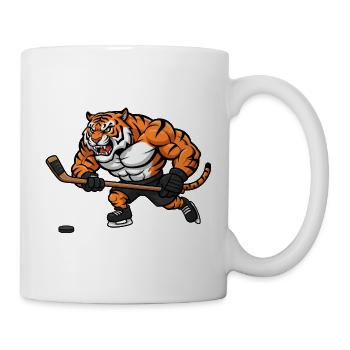 Tiger stark entschlossen Eishockey Spieler Comic - Tasse - Weiß - Rechts