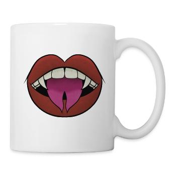 Lippen mit Gradient-Zunge und Vampirzähnen - Tasse - Weiß - Rechts