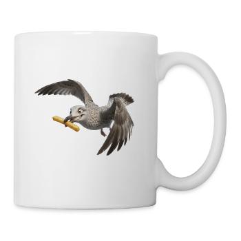 Möwe mit Pommes frites - Tasse - Weiß - Rechts