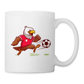 Eagle Maskottchen Striker Kick - Tasse - Weiß - Rechts