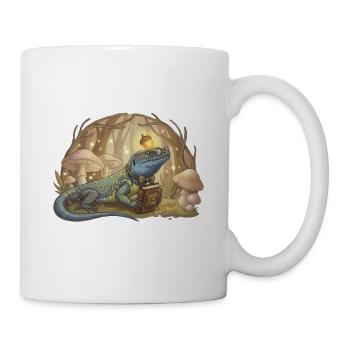 Eidechse mit Ornament liest Tales - Tasse - Weiß - Rechts