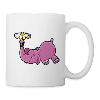Rosa Elefant mit Gänseblümchen - Tasse - Weiß - Rechts