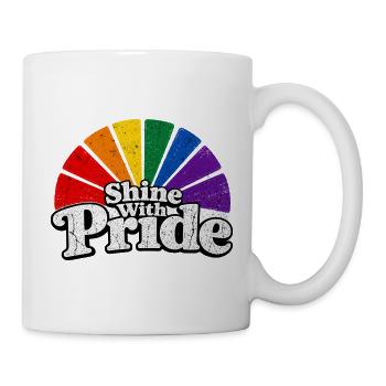Shine With Pride LGBTQ Statement Retro CSD Fan - Mug - white - Right
