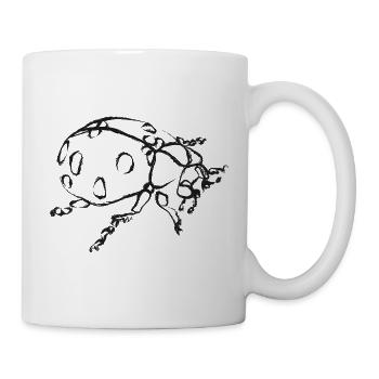 Schwarze Marienkäfer – Insektenillustration - Tasse - Weiß - Rechts