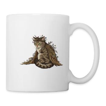 Chaton avec une couronne de feuilles - Mug blanc - blanc - Droite