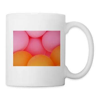 Brightly coloured balloons in orange pastel colours - Mug - white - Right
