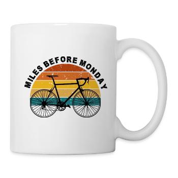 Sonnenuntergang-Radfahrer Silhouette - Tasse - Weiß - Rechts