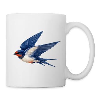 Water-coloured blue swallow - Mug - white - Right