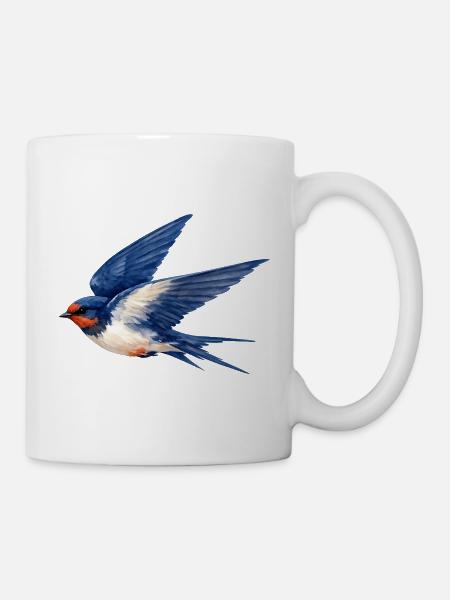 Wasserfarbene Blauschwalbe - Tasse - Weiß