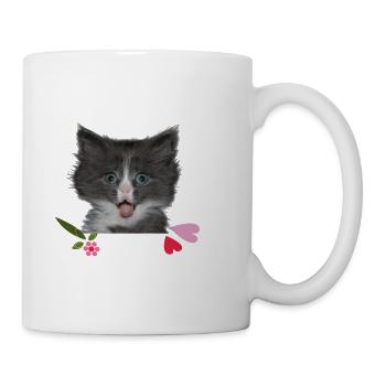 Kitten with hearts - Mug - white - Right