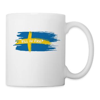 Vill Du Fika? – Schwedischer Kaffee Humor - Tasse - Weiß - Rechts