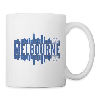 Melbourne Skyline Design Blue - Mug - white - Right