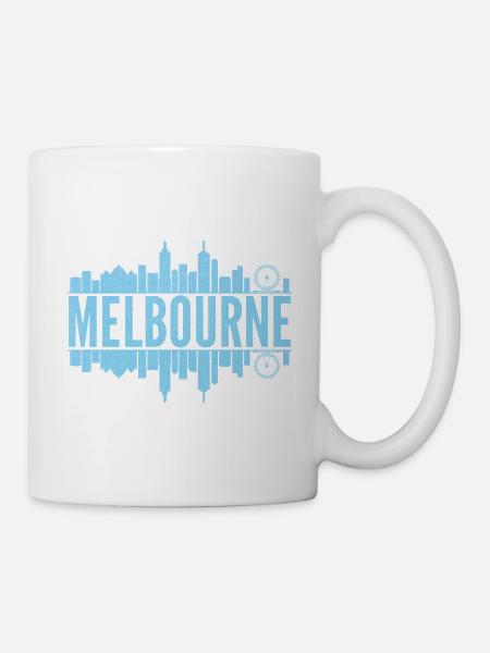 Melbourne Skyline Hellblau - Tasse - Weiß