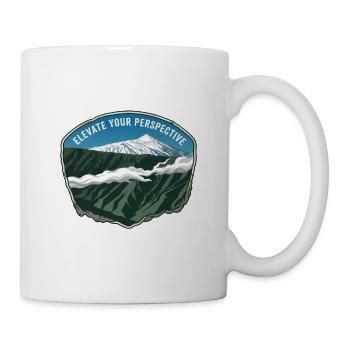 Mountain illustration in the form of an emblem with clouds - Mug - white - Right