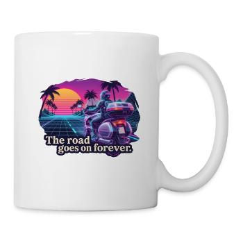 Motard rétro sur fond de coucher de soleil - Mug blanc - blanc - Droite