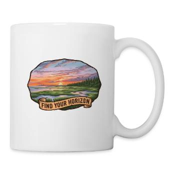 Paysage pittoresque avec coucher de soleil et ruban - Mug blanc - blanc - Droite
