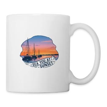 Voiliers Couchant Mer Tu Au Coucher du Soleil - Mug blanc - blanc - Droite