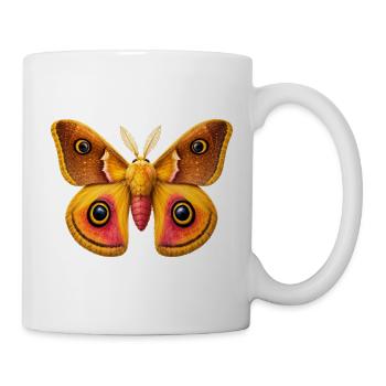 Kaiser Moth Saturnia pavonia Cartoon-Stil - Tasse - Weiß - Rechts