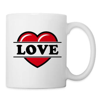 Cœur / Cœur / Amour (Noir 2C) - Mug blanc - blanc - Droite