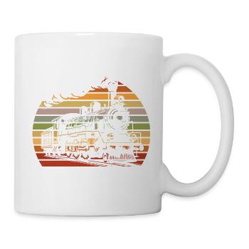 Retro Vintage Sonnenuntergang Zug Lokomotive - Tasse - Weiß - Rechts