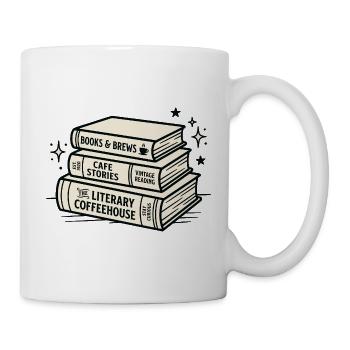 Stapel Vintage-Kaffeebücher - Tasse - Weiß - Rechts