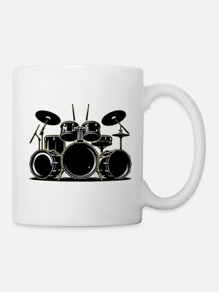 Schlagzeug, Trommeln, Trommeln - Tasse - Weiß