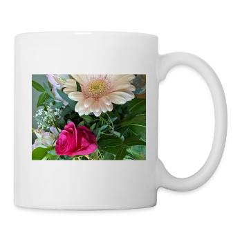 Zartes Pink-Pfirsich Blumenbouquet - Tasse - Weiß - Rechts