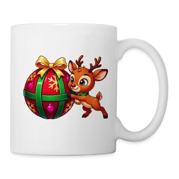 Rentiere und Weihnachtsschmuck - Tasse - Weiß - Rechts