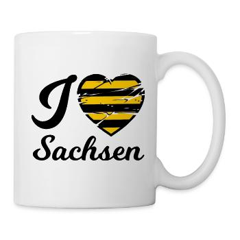 Gebrochenes Sachsen Gelbherz im Streifenstil - Tasse - Weiß - Rechts