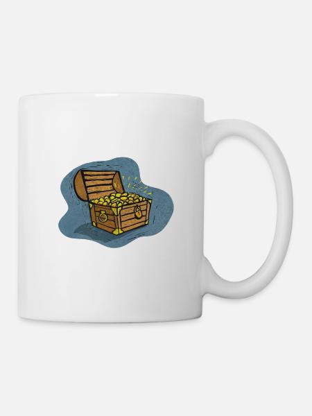 Schatztruhe mit Goldglanz - Tasse - Weiß