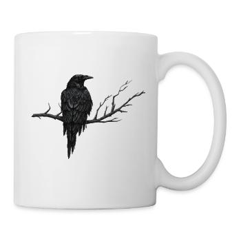 NachtRabe auf düsterem Ast - Tasse - Weiß - Rechts
