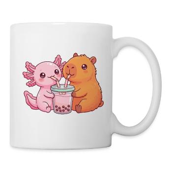 Axolotl, Capybara, Kawaii - Tasse - Weiß - Rechts