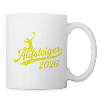 Volleyball Aufsteiger Meister Shirt 2026, gelb - Tasse - Weiß - Rechts