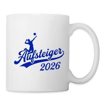Volleyball Aufsteiger Meister Shirt 2026, Blau - Tasse - Weiß - Rechts