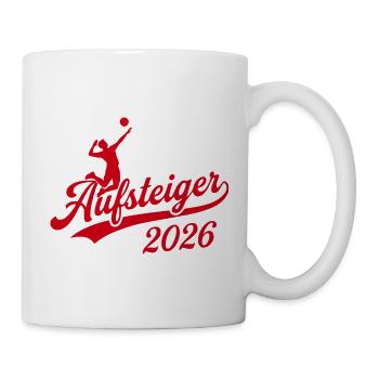 Volleyball Aufsteiger Meister Shirt 2026, rot - Tasse - Weiß - Rechts