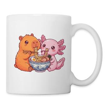 Axolotl, Capybara, Kawaii, Ramen - Tasse - Weiß - Rechts