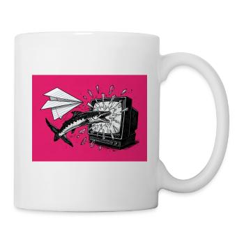 Anarchischer Aal aus Papierflieger gegen Monitor - Tasse - Weiß - Rechts