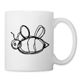 Biene handgezeichnet - Tasse - Weiß - Rechts