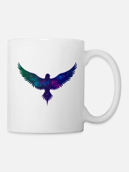 raben silhouette, sternenmuster - Tasse - Weiß