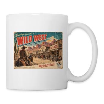 Grüße von der Wildwest-Retro-Postkarte - Tasse - Weiß - Rechts