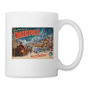 Grüße vom Nordpol Retro-Postkarte - Tasse - Weiß - Rechts