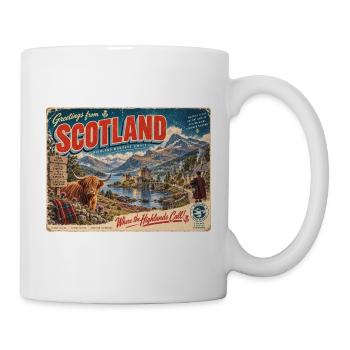 Grüße aus Schottland Retro-Postkarte - Tasse - Weiß - Rechts