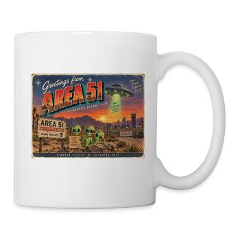 Grüße aus Area 51 – Retro-Alien-Postkarte - Tasse - Weiß - Rechts