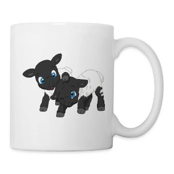 Süße Schwarzkopf-Lämmer – Schafgeschwister - Tasse - Weiß - Rechts