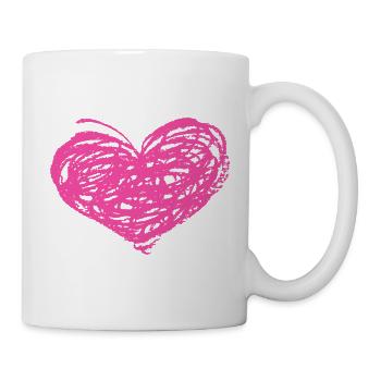 Rosa Herz-Scribble Kunst - Tasse - Weiß - Rechts