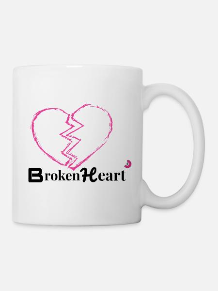 Zerbrochenes Herz Neon Pink - Tasse - Weiß