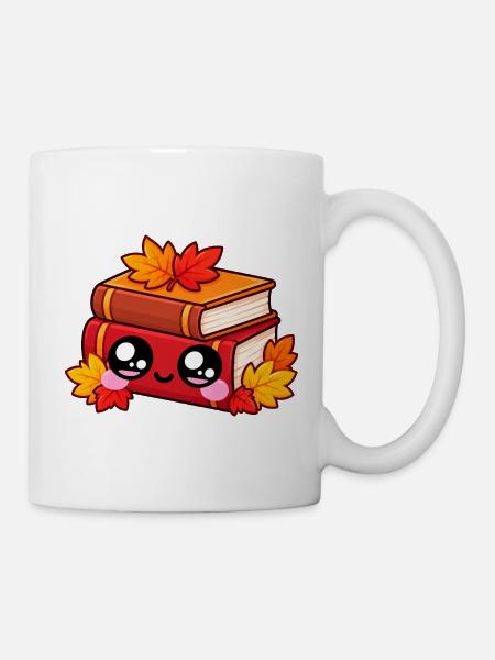 Kawaii Herbstbücher - Tasse - Weiß