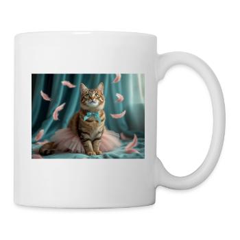 Pastellblaue Tutu-Katze - Tasse - Weiß - Rechts