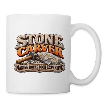 Steinhauer lässt Steine teuer aussehen – Stonewo - Tasse - Weiß - Rechts