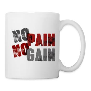 No Pan No Gain Distressed Typografie - Tasse - Weiß - Rechts